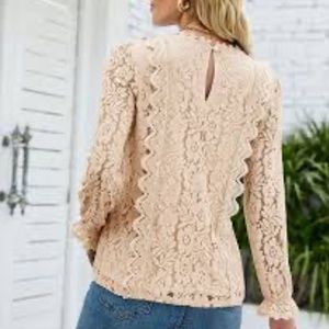 Cable and gauge kaki ruffle blouse